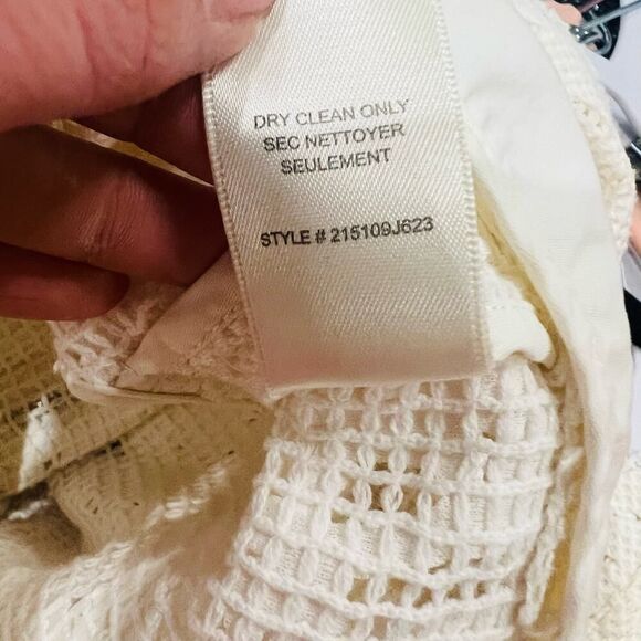 Rebecca Taylor White Cream Hooded Eyelet lightweight moto Jacket Size 8 - Picture 12 of 12